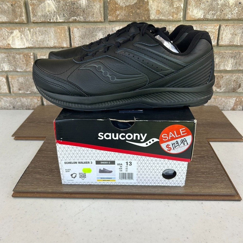 Saucony Echelon Walker 3 Shoes Mens 13W Black Walking Casual Lace Up Comfort NEW